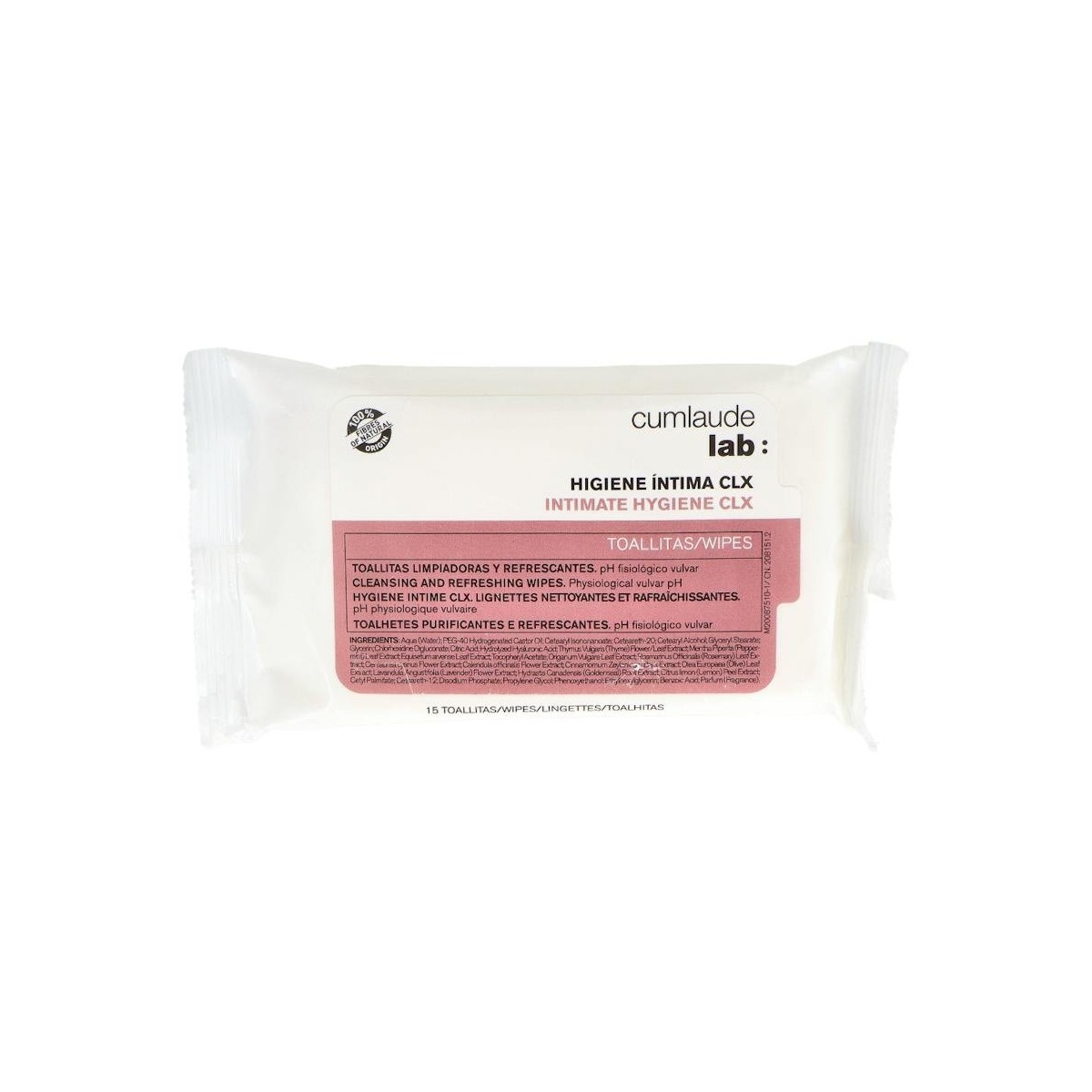 CUMLAUDE TOALLITAS INTIMA CLX 15 UDS